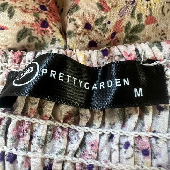 PRETTY GARDEN Pink Casual Summer Dress Floral Boho Ruffle A Line Sleeveless M - Picture 9 of 13